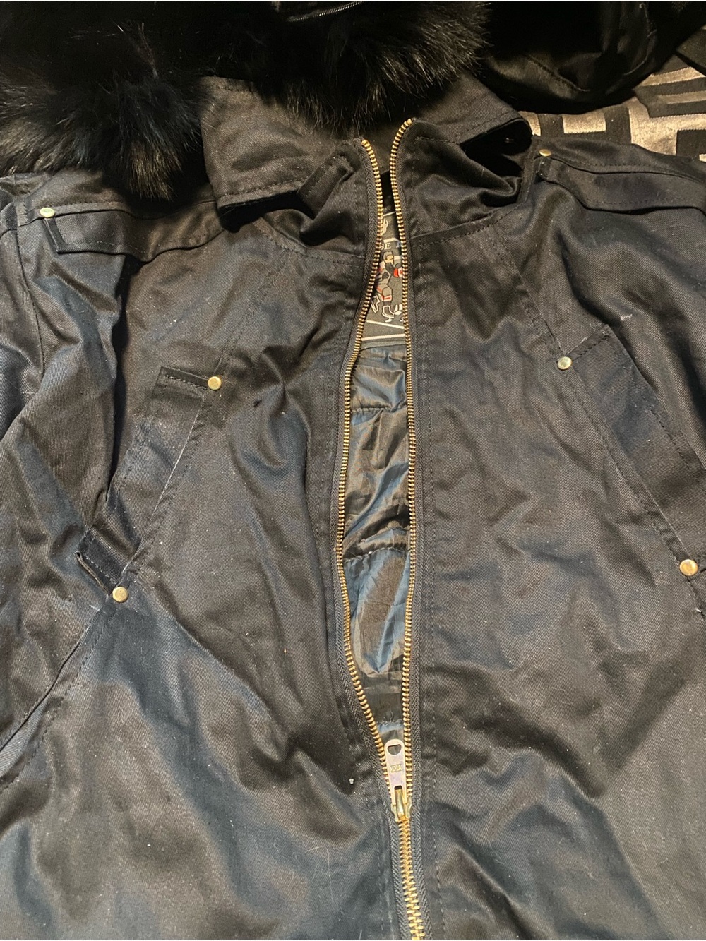 Moose Knuckles Black Bomber Jacket with Fur Trim (Unisex)